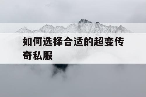 如何选择合适的超变传奇私服