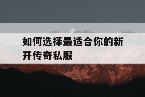 如何选择最适合你的新开传奇私服