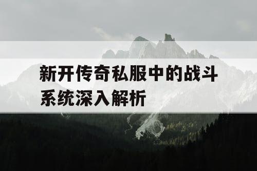 新开传奇私服中的战斗系统深入解析
