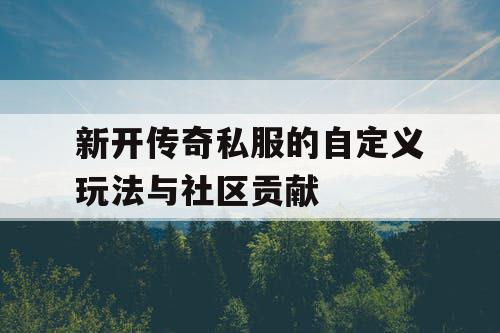 新开传奇私服的自定义玩法与社区贡献