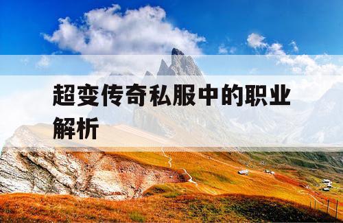 超变传奇私服中的职业解析