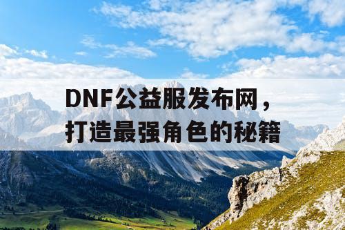 DNF公益服发布网，打造最强角色的秘籍