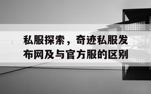 私服探索，奇迹私服发布网及与官方服的区别