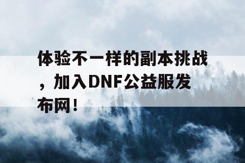 体验不一样的副本挑战，加入DNF公益服发布网！