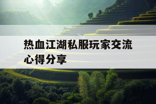 热血江湖私服玩家交流心得分享