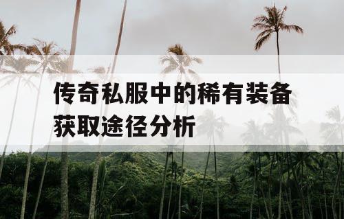 传奇私服中的稀有装备获取途径分析
