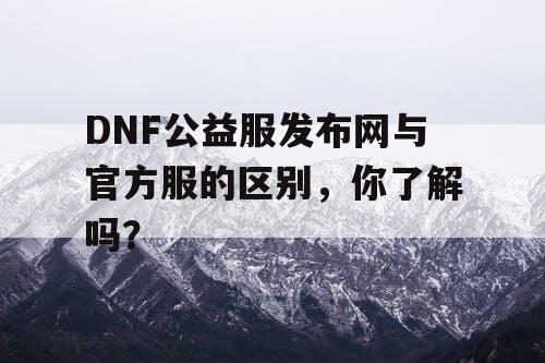DNF公益服发布网与官方服的区别，你了解吗？