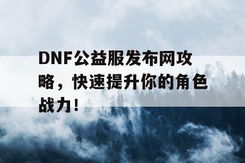 DNF公益服发布网攻略,快速提升你的角色战力! DNF公益服发布网攻略,快速提升你的角色战力!