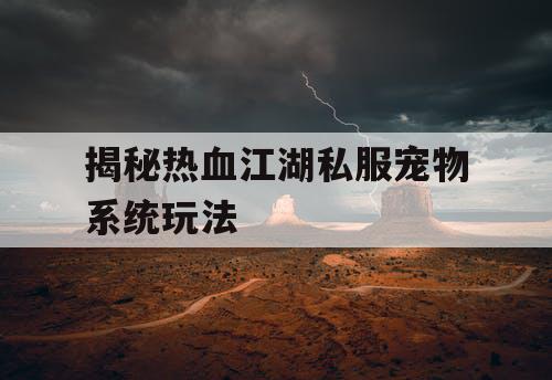 揭秘热血江湖私服宠物系统玩法