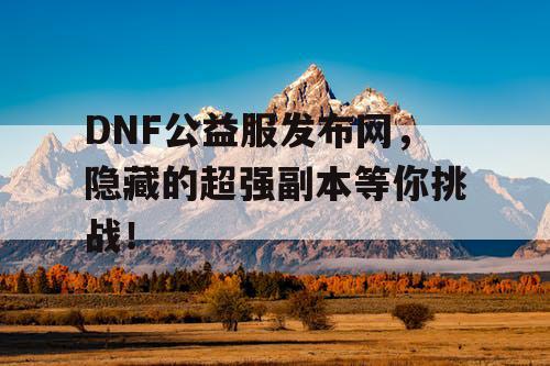 DNF公益服发布网，隐藏的超强副本等你挑战！