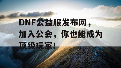 DNF公益服发布网，加入公会，你也能成为顶级玩家！