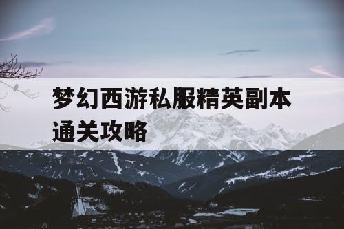 梦幻西游私服精英副本通关攻略