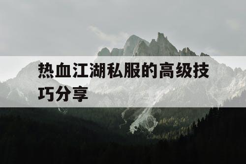 热血江湖私服的高级技巧分享