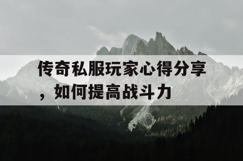 传奇私服玩家心得分享，如何提高战斗力