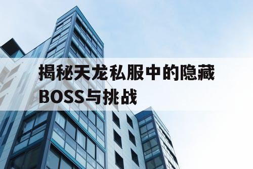 揭秘天龙私服中的隐藏BOSS与挑战