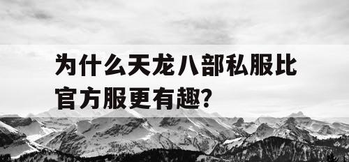为什么天龙八部私服比官方服更有趣？
