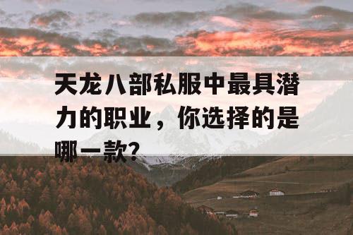 天龙八部私服中最具潜力的职业，你选择的是哪一款？