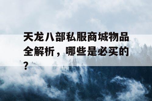 天龙八部私服商城物品全解析，哪些是必买的？