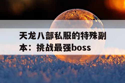 天龙八部私服的特殊副本：挑战最强boss