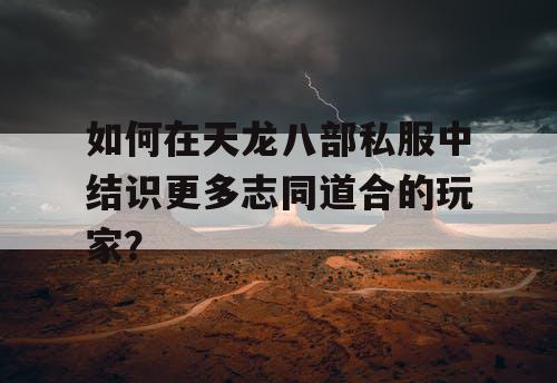 如何在天龙八部私服中结识更多志同道合的玩家? 如何在天龙八部私服中结识更多志同道合的玩家?