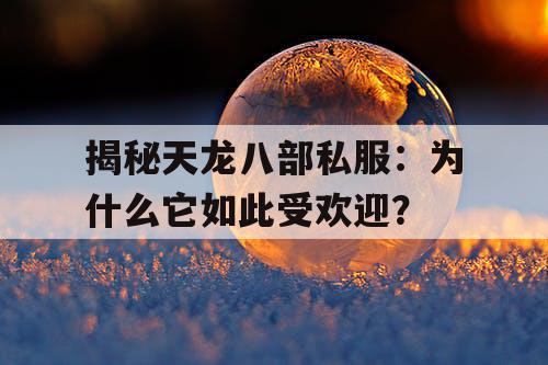 揭秘天龙八部私服：为什么它如此受欢迎？