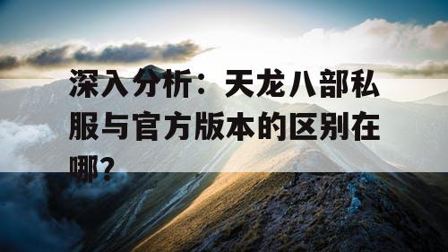 深入分析：天龙八部私服与官方版本的区别在哪？