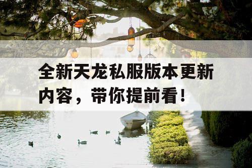 全新天龙私服版本更新内容，带你提前看！