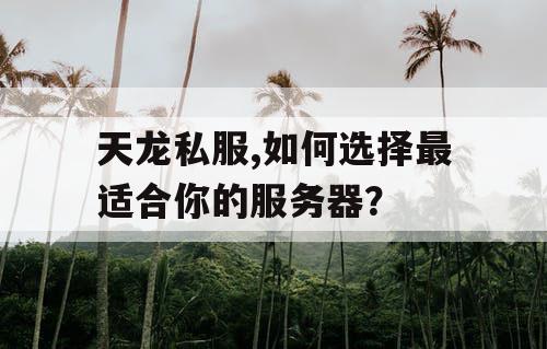 天龙私服,如何选择最适合你的服务器？