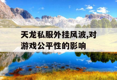 天龙私服外挂风波,对游戏公平性的影响