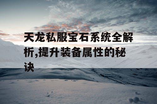 天龙私服宝石系统全解析,提升装备属性的秘诀