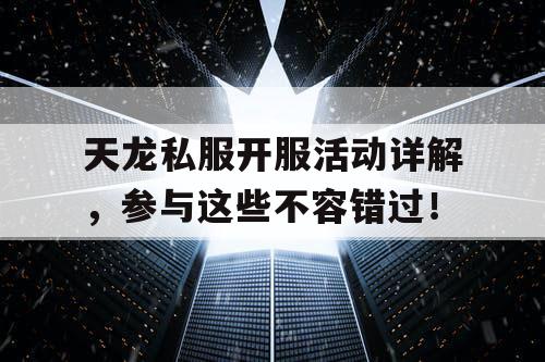 天龙私服开服活动详解，参与这些不容错过！