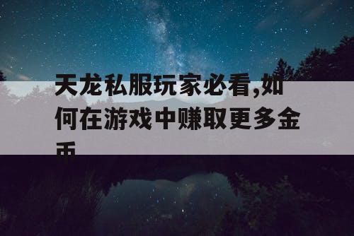 天龙私服玩家必看,如何在游戏中赚取更多金币