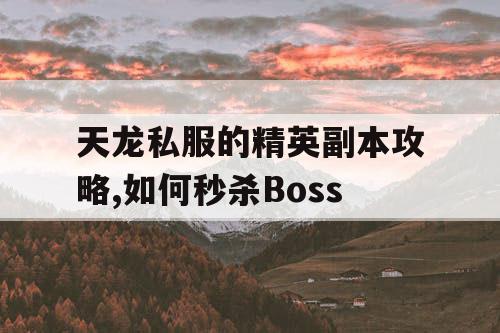 天龙私服的精英副本攻略,如何秒杀Boss