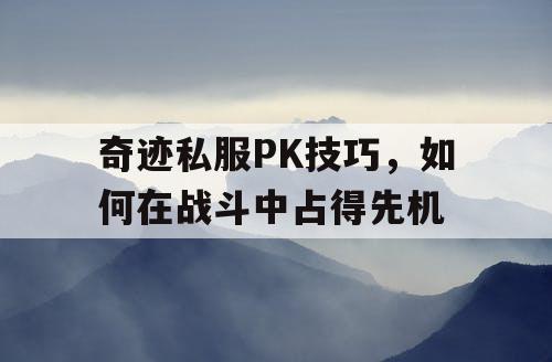 奇迹私服PK技巧,如何在战斗中占得先机 奇迹私服PK技巧,如何在战斗中占得先机