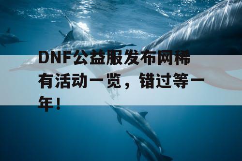 DNF公益服发布网稀有活动一览,错过等一年! DNF公益服发布网稀有活动一览,错过等一年!