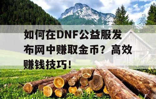 如何在DNF公益服发布网中赚取金币？高效赚钱技巧！