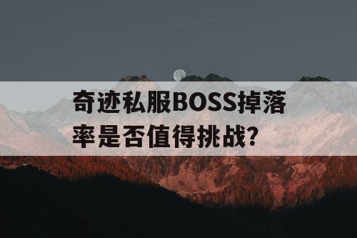 奇迹私服BOSS掉落率是否值得挑战？