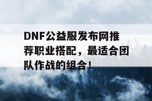 DNF公益服发布网推荐职业搭配,最适合团队作战的组合! DNF公益服发布网推荐职业搭配,最适合团队作战的组合!