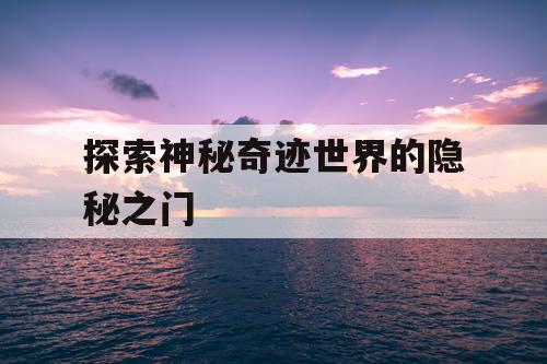探索神秘奇迹世界的隐秘之门