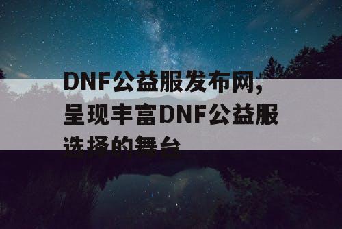 DNF公益服发布网,呈现丰富DNF公益服选择的舞台