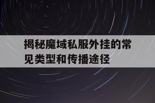 揭秘魔域私服外挂的常见类型和传播途径