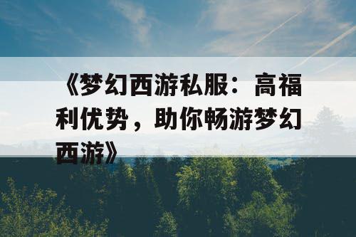 《梦幻西游私服：高福利优势，助你畅游梦幻西游》
