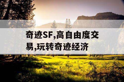 奇迹SF,高自由度交易,玩转奇迹经济