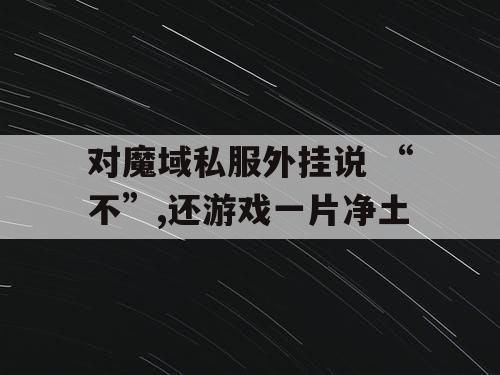 对魔域私服外挂说 “不”,还游戏一片净土