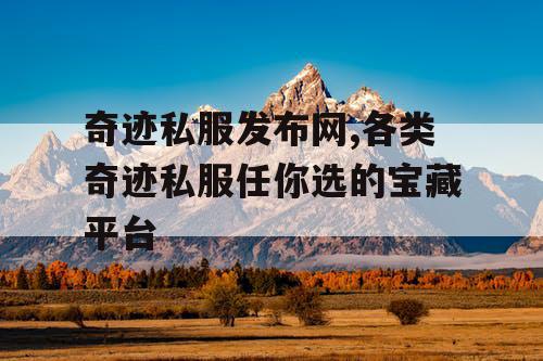 奇迹私服发布网,各类奇迹私服任你选的宝藏平台