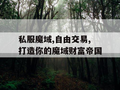 私服魔域,自由交易,打造你的魔域财富帝国