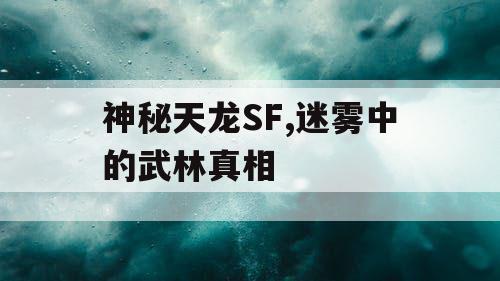 神秘天龙SF,迷雾中的武林真相