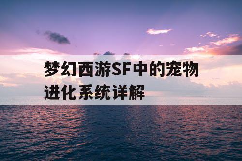 梦幻西游SF中的宠物进化系统详解