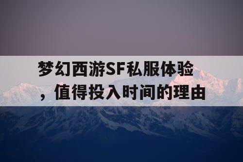 梦幻西游SF私服体验，值得投入时间的理由