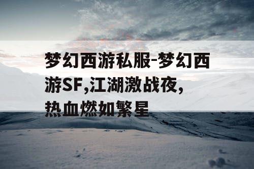 梦幻西游私服-梦幻西游SF,江湖激战夜,热血燃如繁星